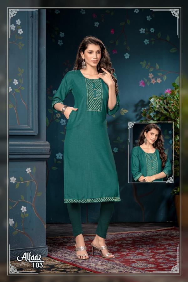 Trendy Alfaaz Vol 1 Rayon Designer Kurti Collecttion